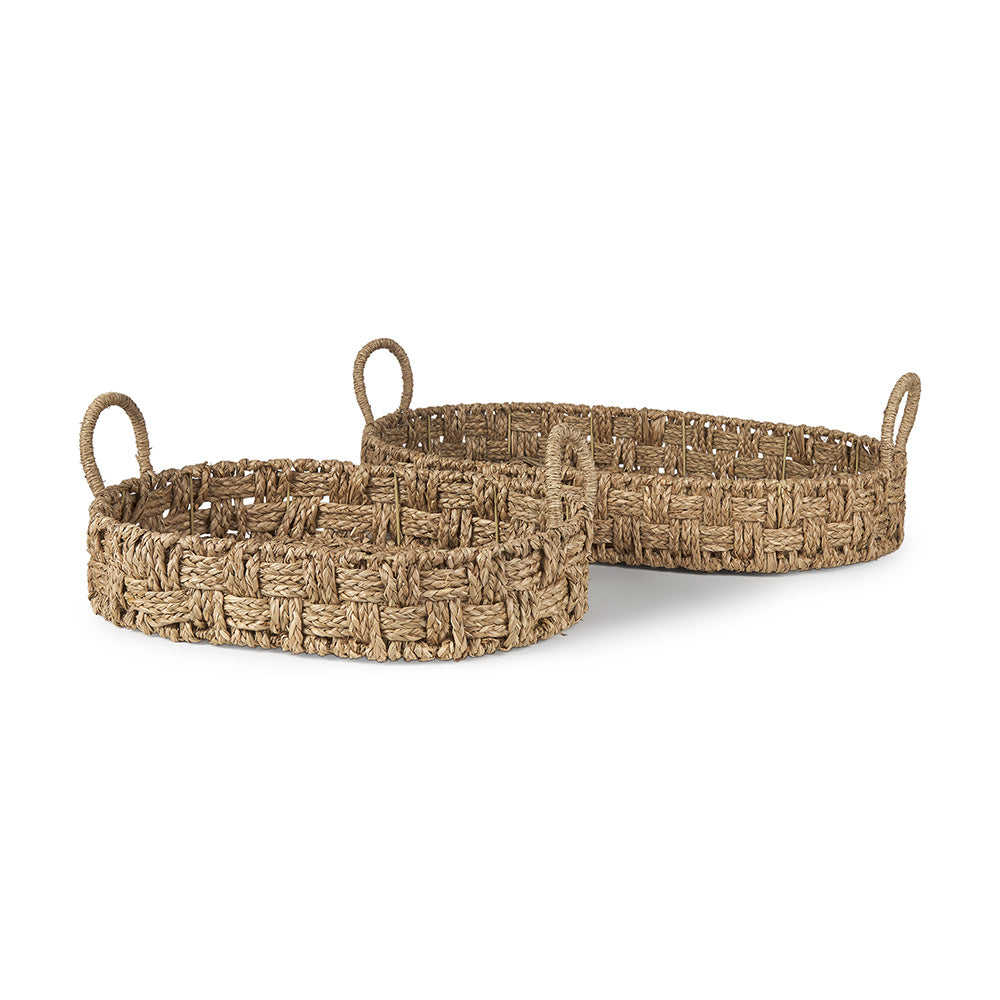Mercana - Haini Large Basketweave Seagrass Trays w/ Loop Handles (Set of 2) - 70228 view 1