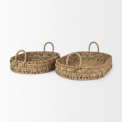 Mercana - Haini Large Basketweave Seagrass Trays w/ Loop Handles (Set of 2) - 70228 view 4