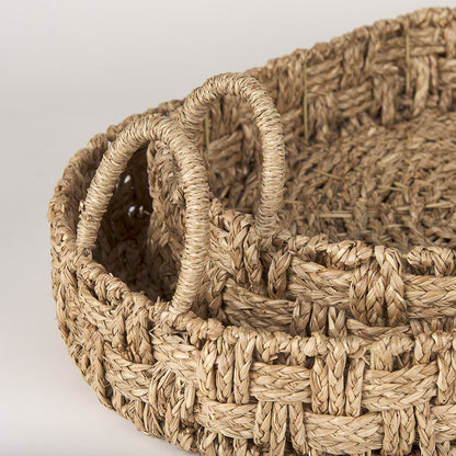 Mercana - Haini Large Basketweave Seagrass Trays w/ Loop Handles (Set of 2) - 70228 view 7