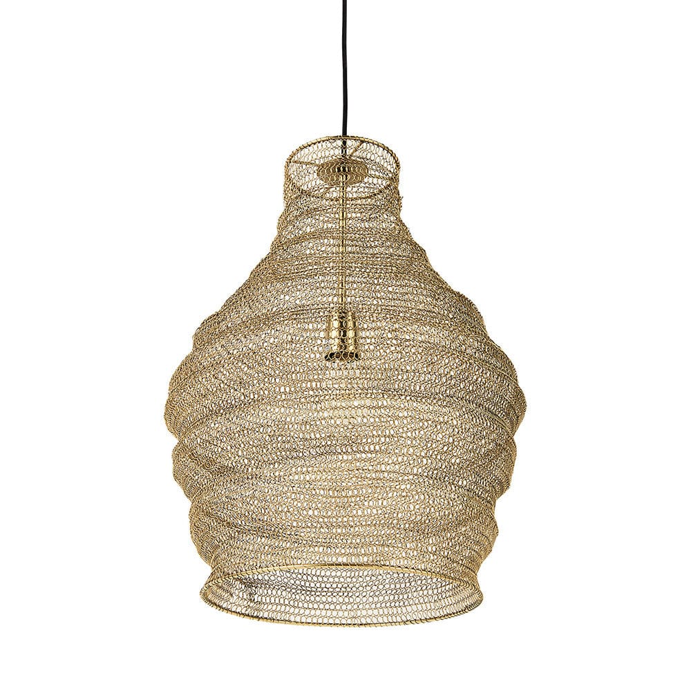 Mercana - Halycon 16.0L x 16.0W x 20.0H Gold Mesh and Iron Pendant Light - 69239 view 1