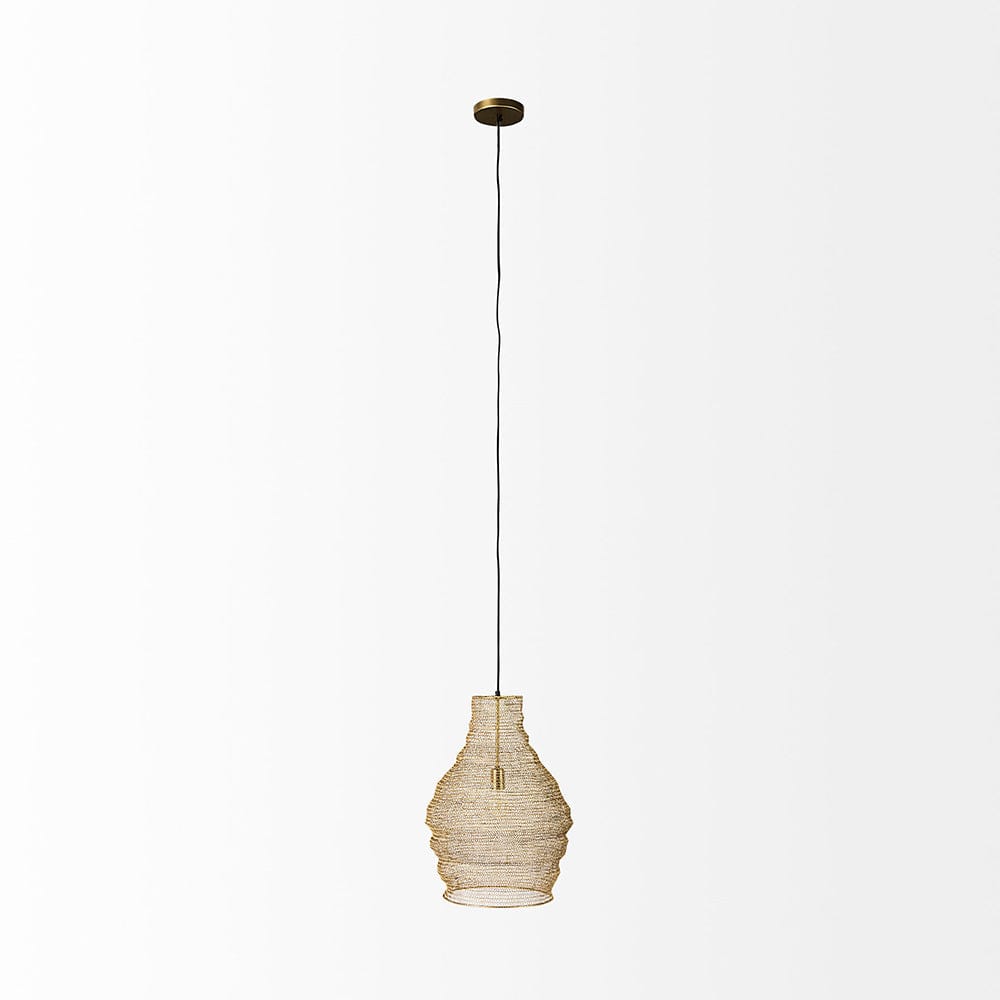 Mercana - Halycon 16.0L x 16.0W x 20.0H Gold Mesh and Iron Pendant Light - 69239 view 2