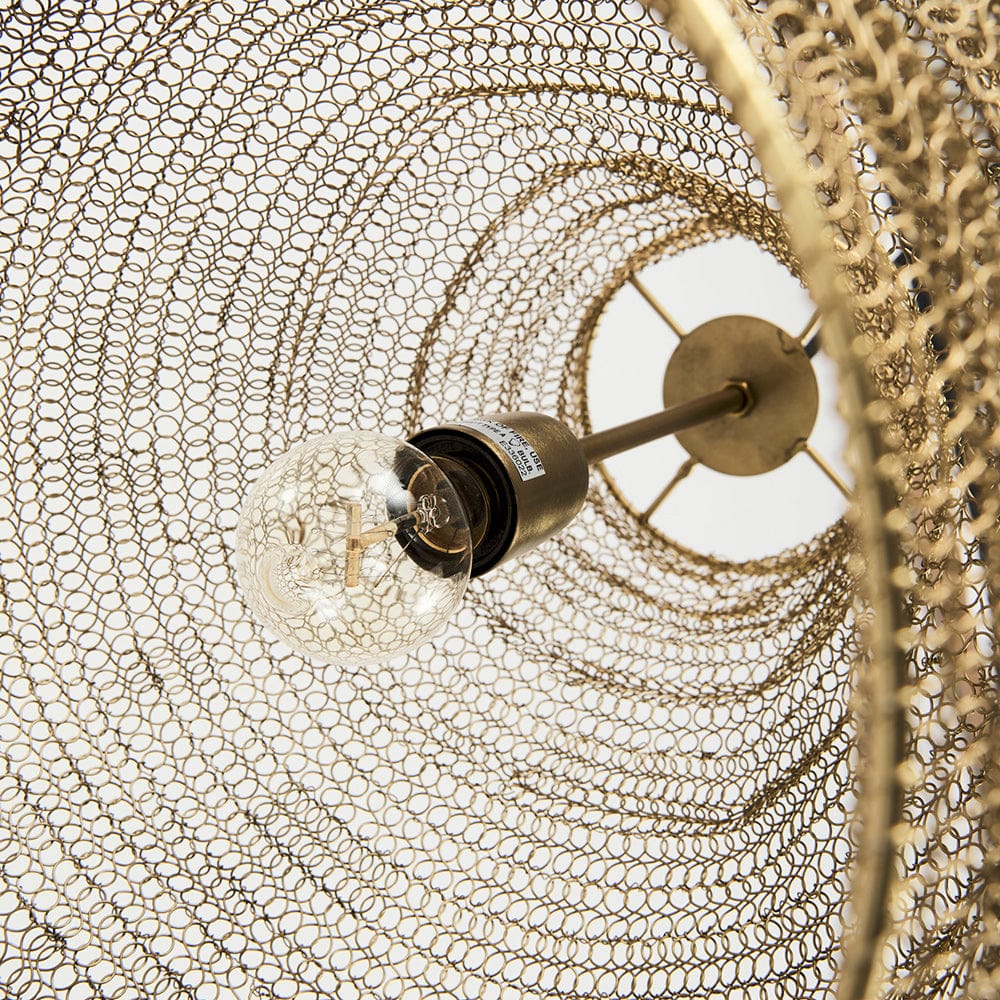 Mercana - Halycon 16.0L x 16.0W x 20.0H Gold Mesh and Iron Pendant Light - 69239 view 8