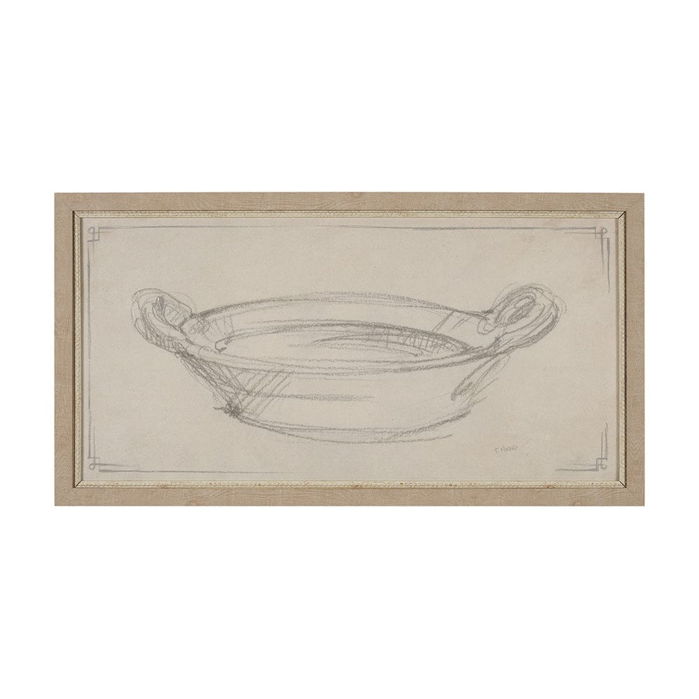 Mercana - Handled Bowl Sketch by Mercana Studio a Hand Embellished Framed Art Print - 15620 view 1