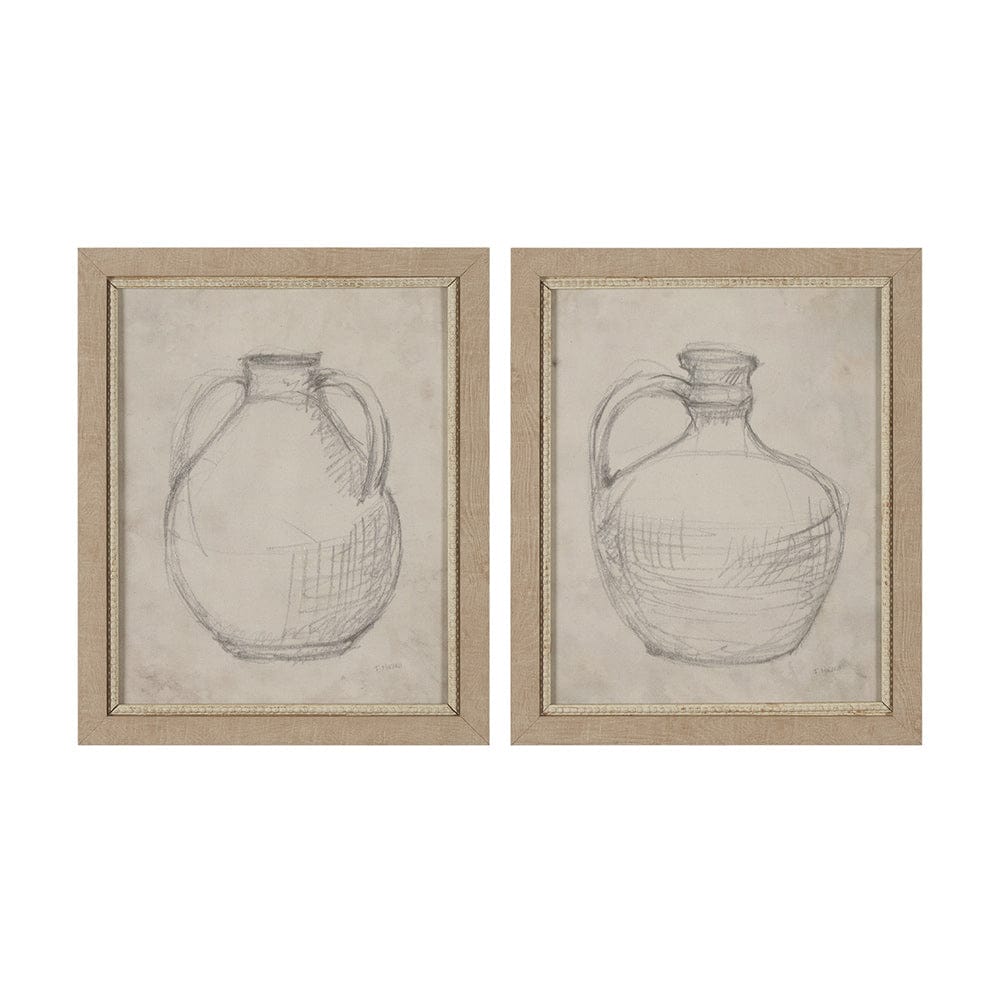 Mercana - Handled Jug Sketch by Mercana Studio a Hand Embellished Framed Art Print (Set of 2) - 15621 view 1
