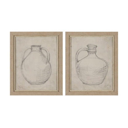 Mercana - Handled Jug Sketch by Mercana Studio a Hand Embellished Framed Art Print (Set of 2) - 15621 view 1