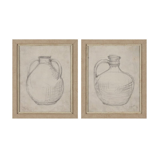 Mercana - Handled Jug Sketch by Mercana Studio a Hand Embellished Framed Art Print (Set of 2) - 15621 view 1