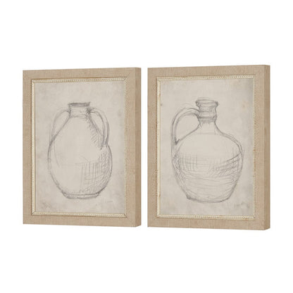 Mercana - Handled Jug Sketch by Mercana Studio a Hand Embellished Framed Art Print (Set of 2) - 15621 view 2