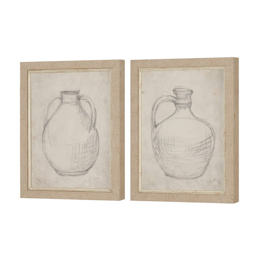 Mercana - Handled Jug Sketch by Mercana Studio a Hand Embellished Framed Art Print (Set of 2) - 15621 view 2