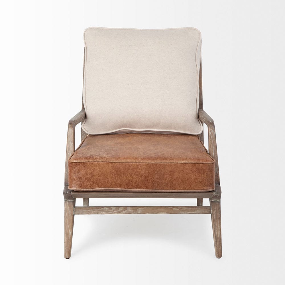 Mercana - Harman II Cream Fabric and Brown Leather Seat Accent Chair - 67512 view 2