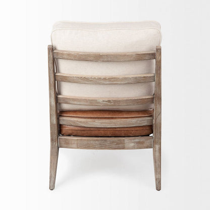 Mercana - Harman II Cream Fabric and Brown Leather Seat Accent Chair - 67512 view 4