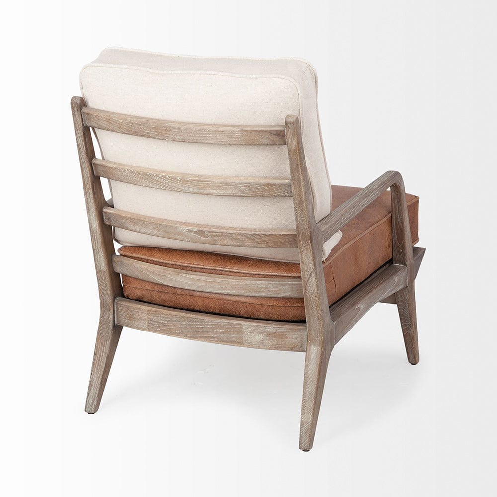 Mercana - Harman II Cream Fabric and Brown Leather Seat Accent Chair - 67512 view 5