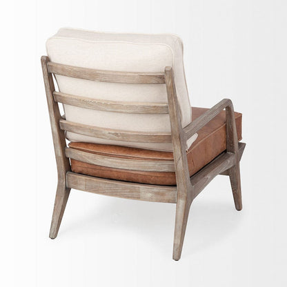 Mercana - Harman II Cream Fabric and Brown Leather Seat Accent Chair - 67512 view 5