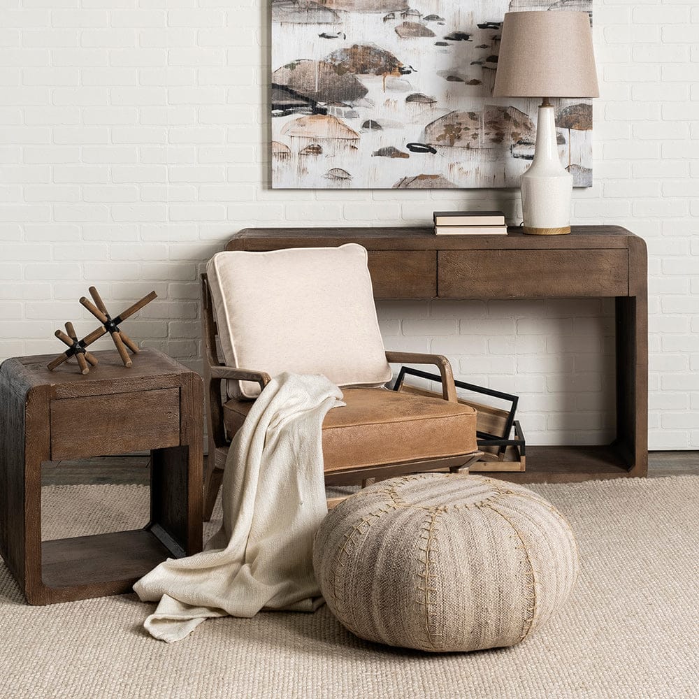 Mercana - Harman II Cream Fabric and Brown Leather Seat Accent Chair - 67512 view 7