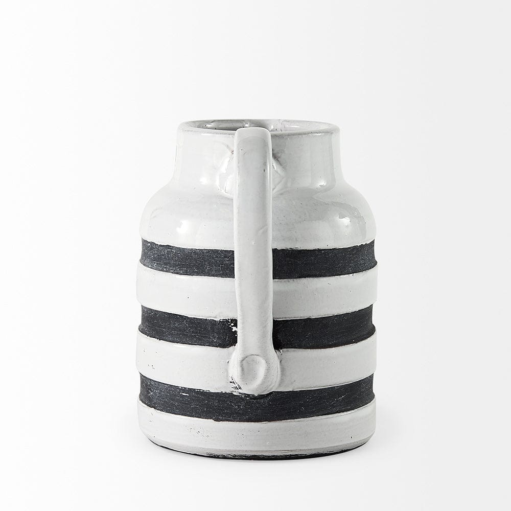 Mercana - Harmon I Small White w/ Charcoal Stripes Ceramic Jug - 31066 view 3