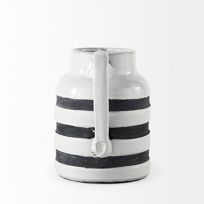 Mercana - Harmon I Small White w/ Charcoal Stripes Ceramic Jug - 31066 view 3