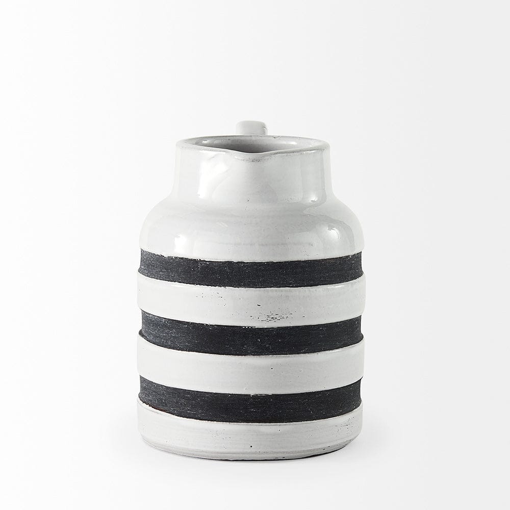 Mercana - Harmon I Small White w/ Charcoal Stripes Ceramic Jug - 31066 view 4