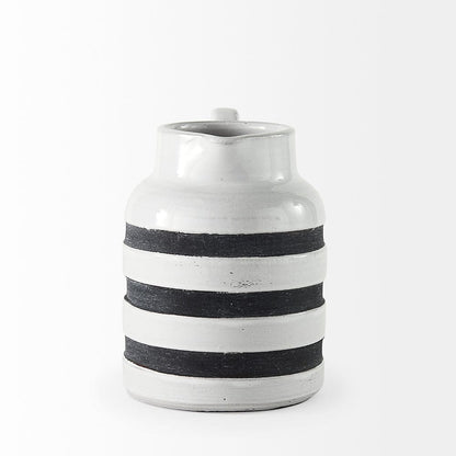 Mercana - Harmon I Small White w/ Charcoal Stripes Ceramic Jug - 31066 view 4