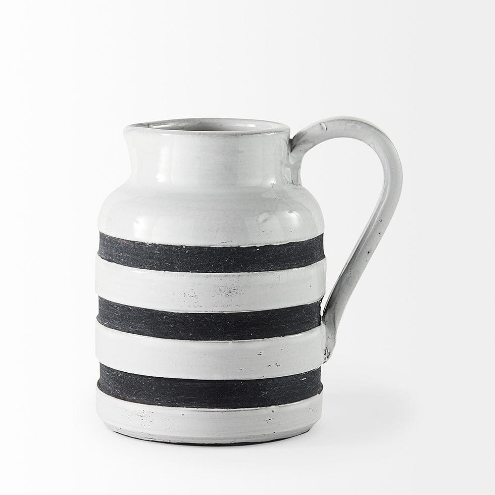 Mercana - Harmon I Small White w/ Charcoal Stripes Ceramic Jug - 31066 view 5