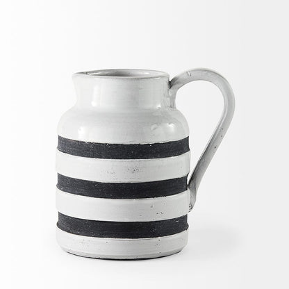 Mercana - Harmon I Small White w/ Charcoal Stripes Ceramic Jug - 31066 view 5