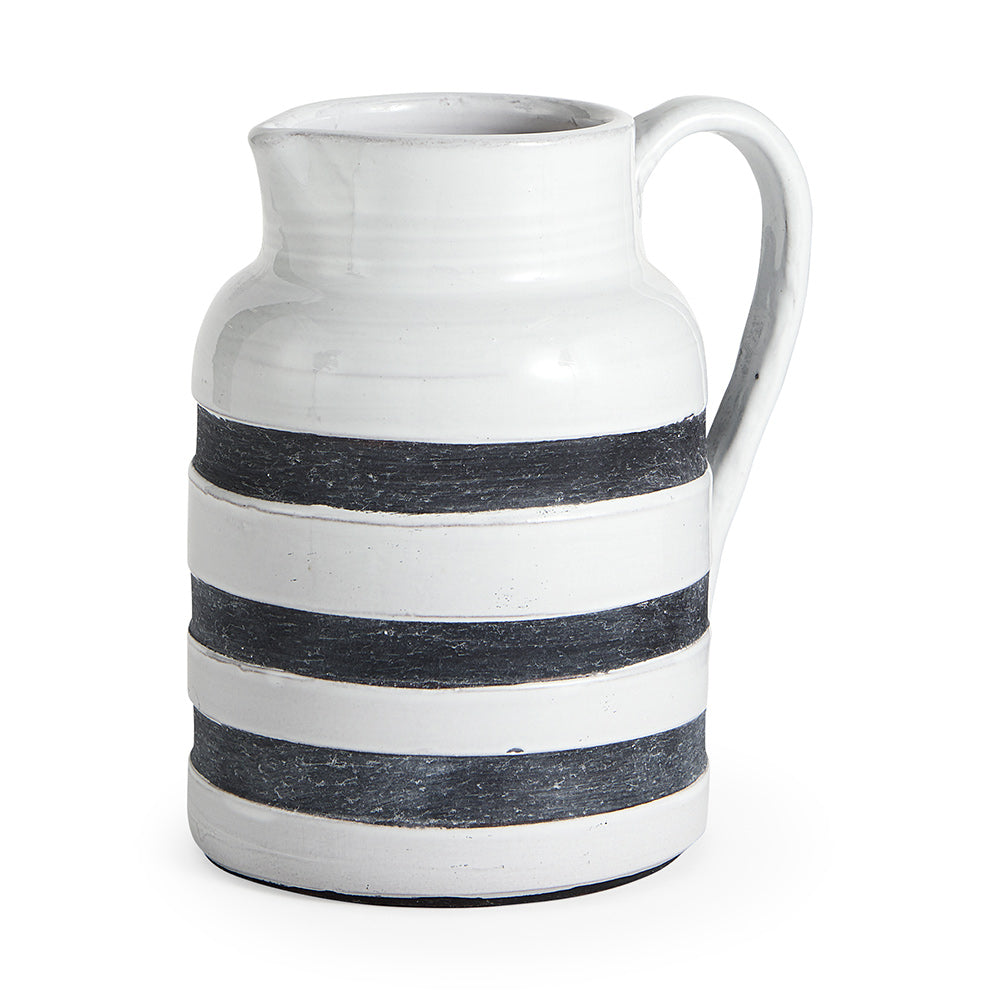 Mercana - Harmon II Large White w/ Charcoal Stripes Ceramic Jug - 31067 view 1