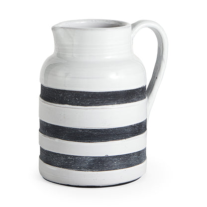 Mercana - Harmon II Large White w/ Charcoal Stripes Ceramic Jug - 31067 view 1