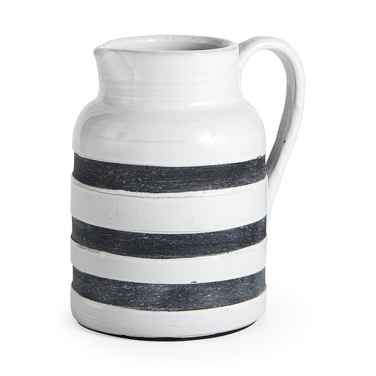 Mercana - Harmon II Large White w/ Charcoal Stripes Ceramic Jug - 31067 view 1