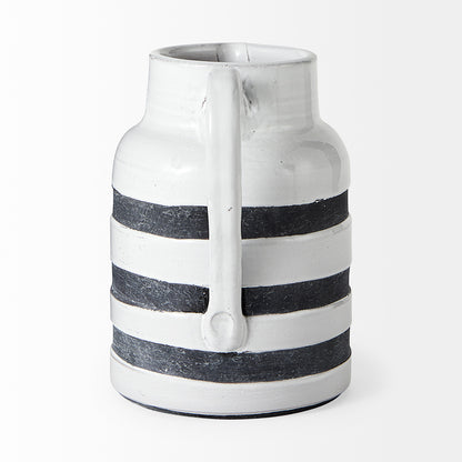 Mercana - Harmon II Large White w/ Charcoal Stripes Ceramic Jug - 31067 view 3