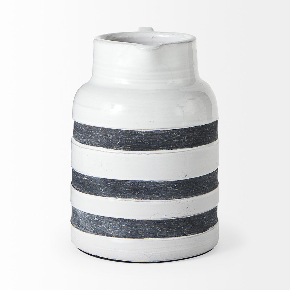 Mercana - Harmon II Large White w/ Charcoal Stripes Ceramic Jug - 31067 view 4
