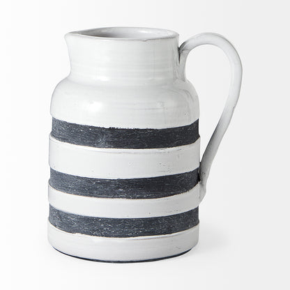 Mercana - Harmon II Large White w/ Charcoal Stripes Ceramic Jug - 31067 view 5