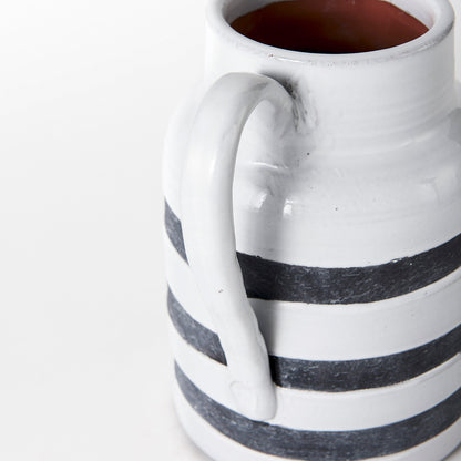 Mercana - Harmon II Large White w/ Charcoal Stripes Ceramic Jug - 31067 view 7