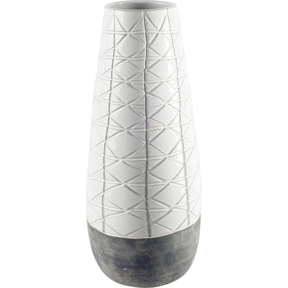 Mercana - Harrier II Large Gray Ceramic Dark Base White Vase - 31065_CLOSEOUT view 1