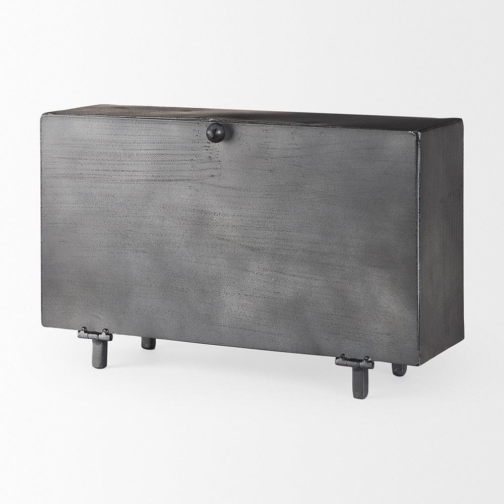 Mercana - Harvey 13.0L x 4.5W x 8.1H Black Metal and Wood Rectangular Table Clock - 69485 view 5