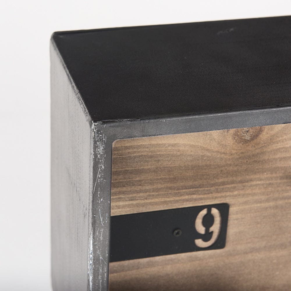Mercana - Harvey 13.0L x 4.5W x 8.1H Black Metal and Wood Rectangular Table Clock - 69485 view 6