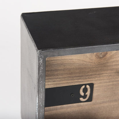 Mercana - Harvey 13.0L x 4.5W x 8.1H Black Metal and Wood Rectangular Table Clock - 69485 view 6