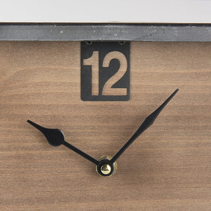 Mercana - Harvey 13.0L x 4.5W x 8.1H Black Metal and Wood Rectangular Table Clock - 69485 view 7
