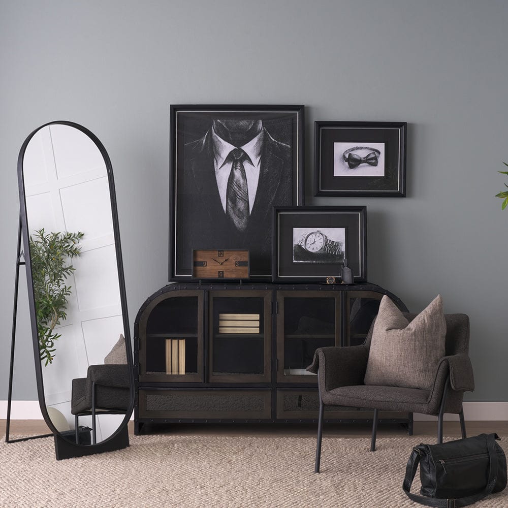 Mercana - Harvey 13.0L x 4.5W x 8.1H Black Metal and Wood Rectangular Table Clock - 69485 view 10