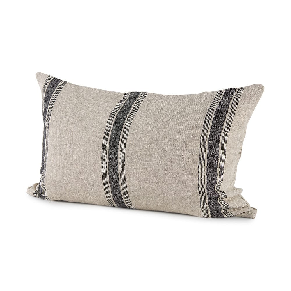 Mercana - Hattie 13L x 21W Beige and Black Fabric Striped Decorative Pillow Cover - 69432 view 1