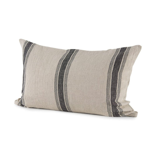 Mercana - Hattie 13L x 21W Beige and Black Fabric Striped Decorative Pillow Cover - 69432 view 1