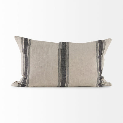 Mercana - Hattie 13L x 21W Beige and Black Fabric Striped Decorative Pillow Cover - 69432 view 2