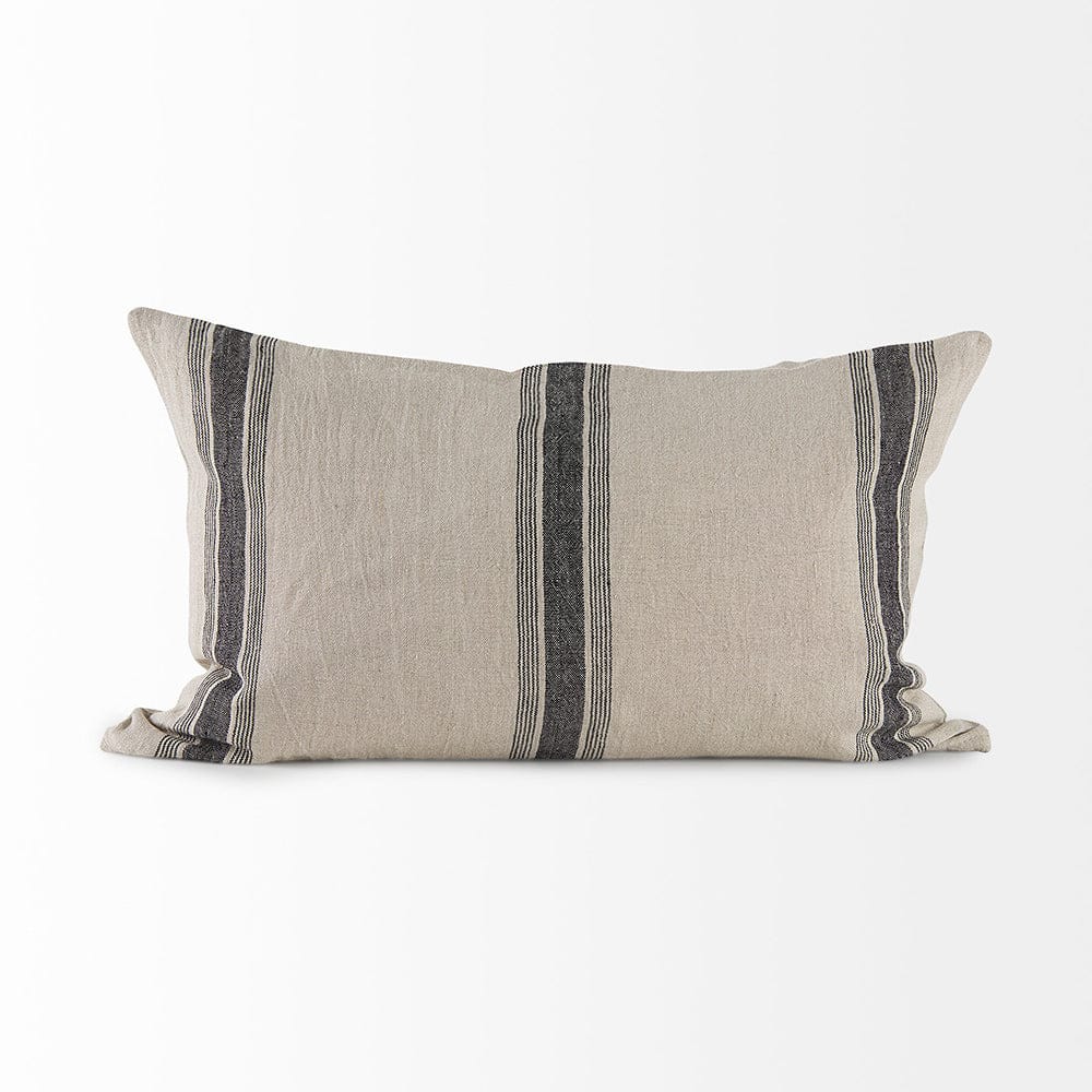 Mercana - Hattie 13L x 21W Beige and Black Fabric Striped Decorative Pillow Cover - 69432 view 4