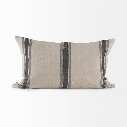 Mercana - Hattie 13L x 21W Beige and Black Fabric Striped Decorative Pillow Cover - 69432 view 4