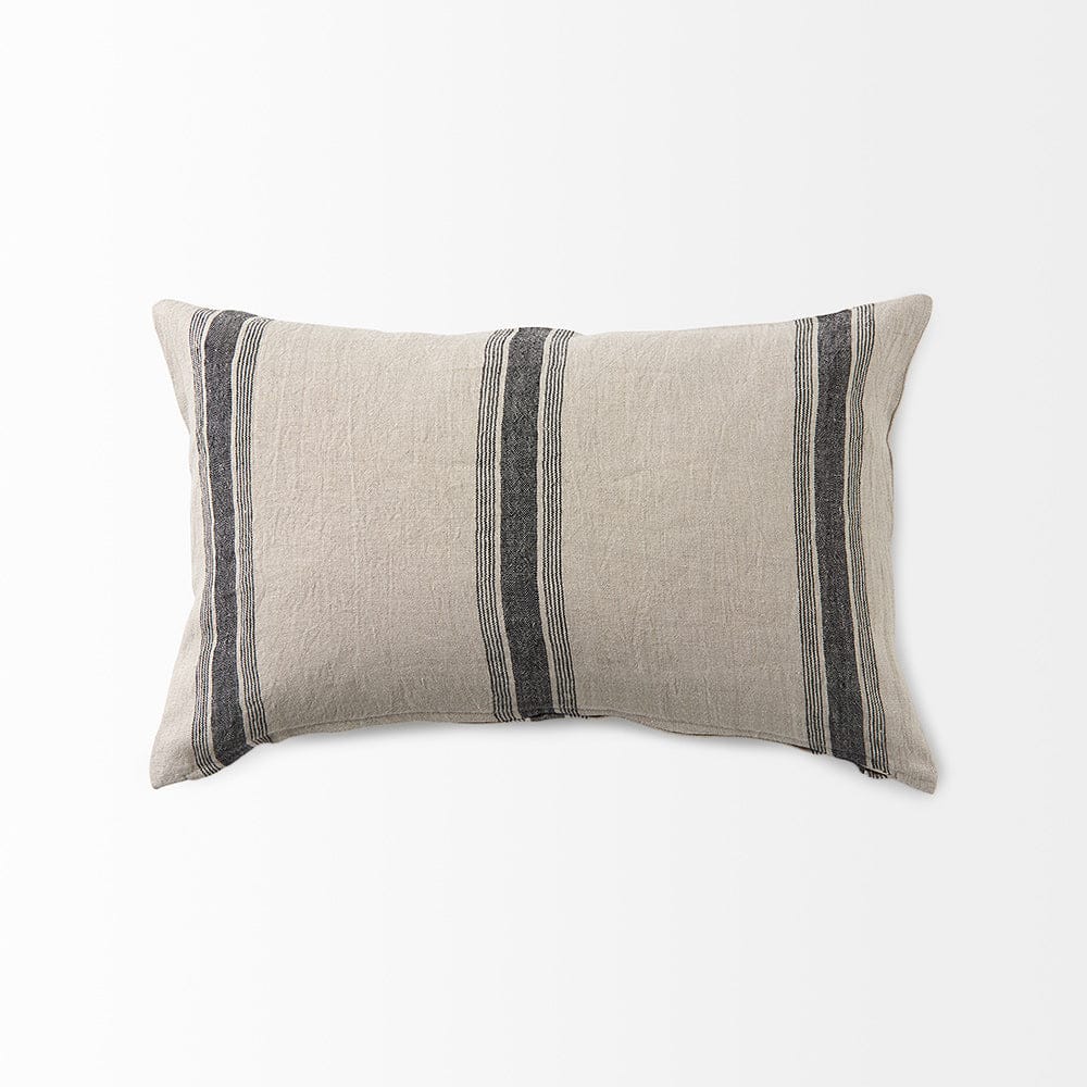 Mercana - Hattie 13L x 21W Beige and Black Fabric Striped Decorative Pillow Cover - 69432 view 5