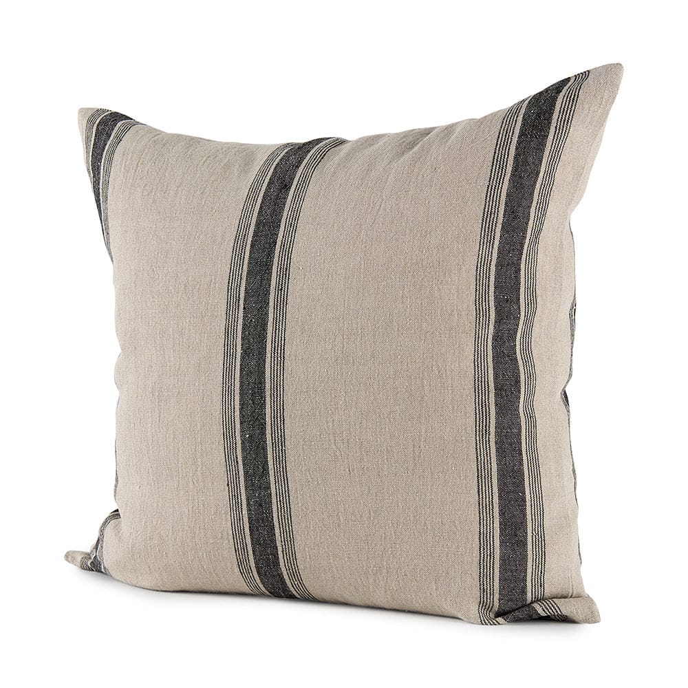 Mercana - Hattie 20L x 20W Beige and Black Fabric Striped Decorative Pillow Cover - 69433 view 1