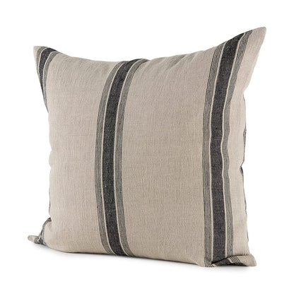 Mercana - Hattie 20L x 20W Beige and Black Fabric Striped Decorative Pillow Cover - 69433 view 1