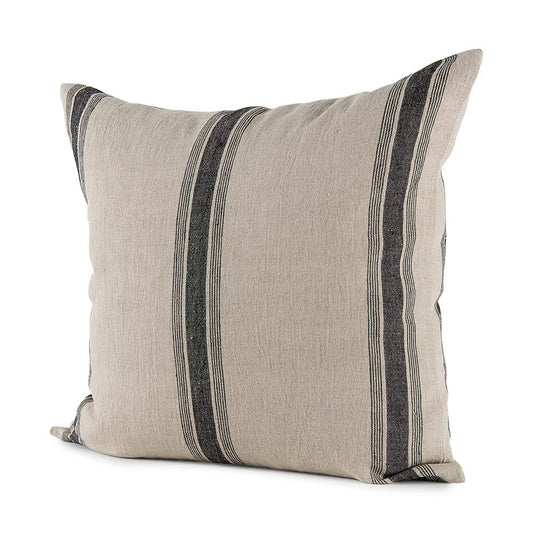 Mercana - Hattie 20L x 20W Beige and Black Fabric Striped Decorative Pillow Cover - 69433 view 1