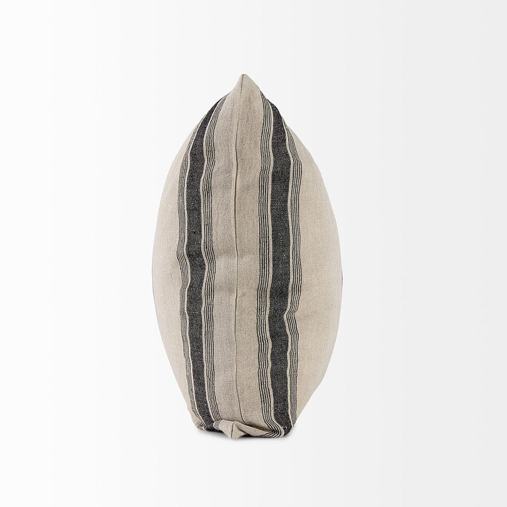 Mercana - Hattie 20L x 20W Beige and Black Fabric Striped Decorative Pillow Cover - 69433 view 3