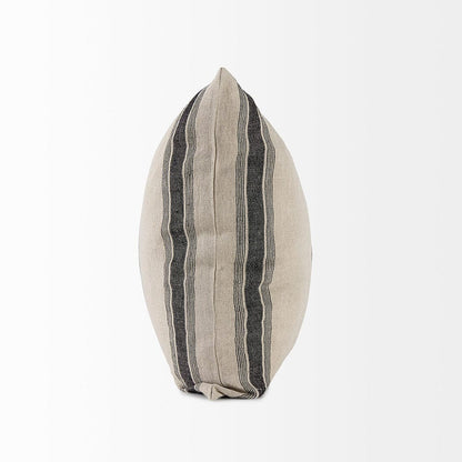 Mercana - Hattie 20L x 20W Beige and Black Fabric Striped Decorative Pillow Cover - 69433 view 3