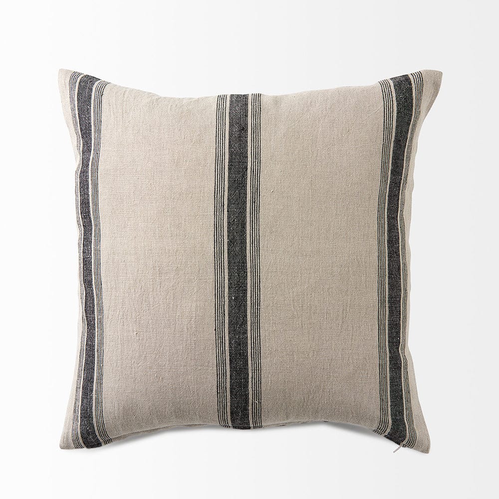 Mercana - Hattie 20L x 20W Beige and Black Fabric Striped Decorative Pillow Cover - 69433 view 5