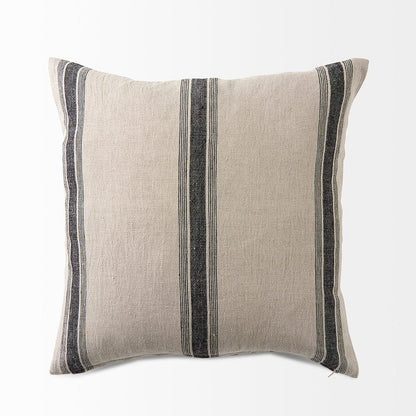 Mercana - Hattie 20L x 20W Beige and Black Fabric Striped Decorative Pillow Cover - 69433 view 5