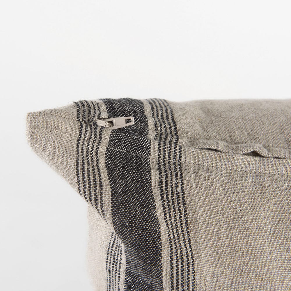 Mercana - Hattie 20L x 20W Beige and Black Fabric Striped Decorative Pillow Cover - 69433 view 8